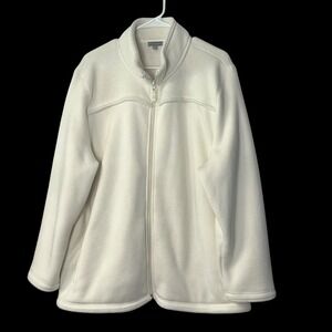 T‎ by Talbots Women's 3X Creamy Fleece Jacket Full Zip Mock Neck Cozy Comfy